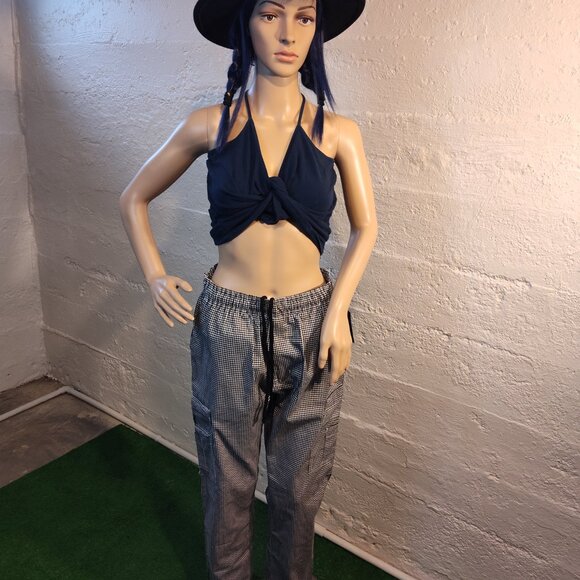 NWT Designer Culinary Apparel Chef Code Black White Checkered Drawstring Pants M - Picture 6 of 14